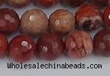 CRO1192 15.5 inches 12mm faceted round red porcelain beads