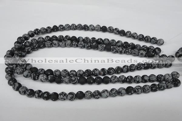 CRO130 15.5 inches 8mm round snowflake obsidian beads wholesale