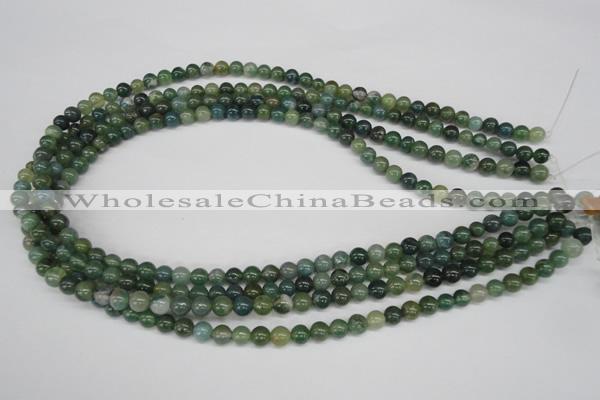 CRO22 15.5 inches 6mm round moss agate gemstone beads wholesale