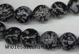 CRO284 15.5 inches 12mm round snowflake obsidian beads wholesale