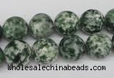 CRO348 15.5 inches 12mm round green spot gemstone beads wholesale