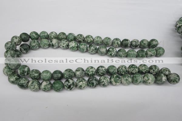 CRO348 15.5 inches 12mm round green spot gemstone beads wholesale