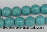 CRO365 15.5 inches 12mm round synthetic turquoise beads wholesale