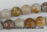 CRO384 15.5 inches 14mm round bamboo leaf agate beads wholesale