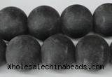 CRO421 15.5 inches 16mm round blackstone beads wholesale