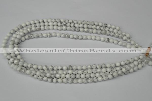 CRO55 15.5 inches 6mm round white howlite turquoise beads wholesale