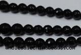 CRO702 15.5 inches 6mm – 14mm faceted round black agate beads