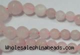 CRO742 15.5 inches 6mm – 14mm faceted round rose quartz beads