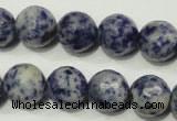 CRO775 15.5 inches 14mm faceted round blue spot stone beads wholesale