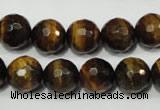 CRO784 15.5 inches 12mm faceted round yellow tiger eye beads wholesale