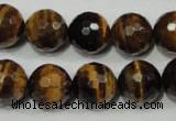 CRO786 15.5 inches 16mm faceted round yellow tiger eye beads wholesale