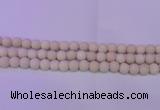 CRO790 15.5 inches 4mm round matte rice white fossil beads