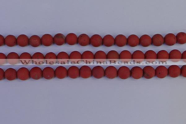 CRO945 15.5 inches 14mm round matte red jasper beads wholesale