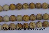 CRO970 15.5 inches 4mm round matte picture jasper beads wholesale