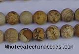 CRO971 15.5 inches 6mm round matte picture jasper beads wholesale