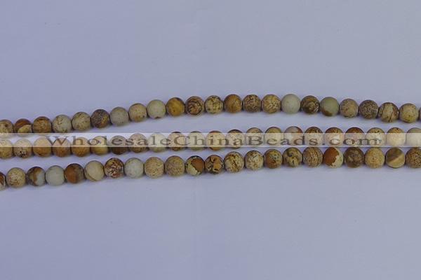 CRO971 15.5 inches 6mm round matte picture jasper beads wholesale