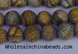 CRO972 15.5 inches 8mm round matte picture jasper beads wholesale