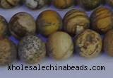 CRO973 15.5 inches 10mm round matte picture jasper beads wholesale