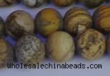 CRO974 15.5 inches 12mm round matte picture jasper beads wholesale