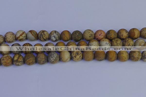 CRO975 15.5 inches 14mm round matte picture jasper beads wholesale