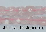 CRQ100 15.5 inches 10*10mm faceted square natural rose quartz beads