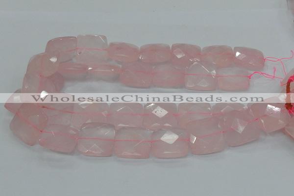 CRQ102 15.5 inches 25*25mm faceted square natural rose quartz beads