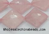 CRQ107 15.5 inches 20*20mm faceted diamond natural rose quartz beads