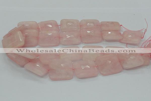 CRQ110 15.5 inches 30*30mm faceted square natural rose quartz beads