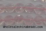 CRQ136 15.5 inches 8mm faceted coin natural rose quartz beads