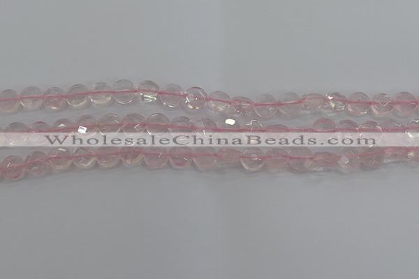 CRQ136 15.5 inches 8mm faceted coin natural rose quartz beads