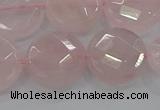 CRQ140 15.5 inches 18mm faceted coin natural rose quartz beads