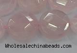 CRQ141 15.5 inches 20mm faceted coin natural rose quartz beads