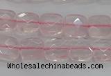 CRQ153 15.5 inches 8mm faceted square natural rose quartz beads