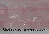 CRQ155 15.5 inches 12mm faceted square natural rose quartz beads