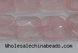 CRQ156 15.5 inches 15mm faceted square natural rose quartz beads