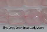 CRQ157 15.5 inches 18mm faceted square natural rose quartz beads