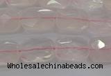 CRQ163 15.5 inches 8*10mm faceted rectangle natural rose quartz beads