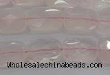 CRQ164 15.5 inches 10*14mm faceted rectangle natural rose quartz beads