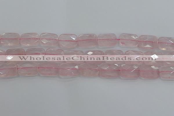 CRQ167 15.5 inches 15*20mm faceted rectangle natural rose quartz beads