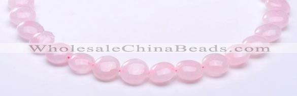 CRQ18 8*14mm flat round natural rose quartz beads wholesale