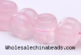 CRQ19 12*12mm dumbbell-shaped natural rose quartz bead Wholesale