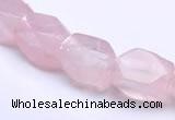 CRQ20 faceted brick shape natural rose quartz beads Wholesale