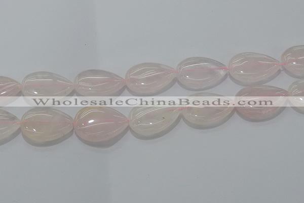 CRQ241 15.5 inches 18*25mm flat teardrop rose quartz beads