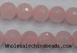 CRQ266 15.5 inches 12mm faceted round rose quartz beads