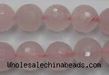 CRQ268 15.5 inches 14mm faceted round rose quartz beads