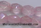 CRQ275 12*15mm – 15*19mm faceted nuggets rose quartz beads