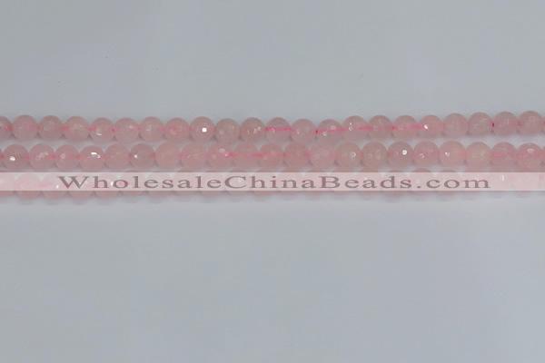 CRQ289 15.5 inches 6mm faceted round rose quartz gemstone beads