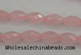 CRQ351 15.5 inches 8*12mm faceted rice rose quartz beads