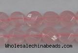 CRQ360 15.5 inches 8mm faceted coin rose quartz beads wholesale