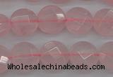 CRQ361 15.5 inches 10mm faceted coin rose quartz beads wholesale